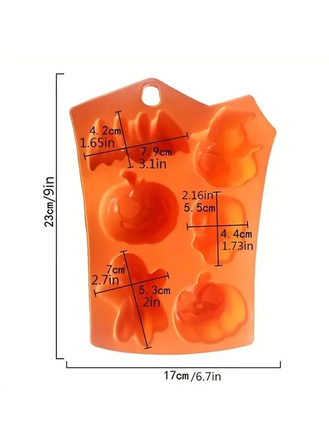 Tangerine 6 Cavity Halloween Bat Pumpkin Skull Silicone Mold For Chocolate Cake Jelly Soap DIY - Image 2